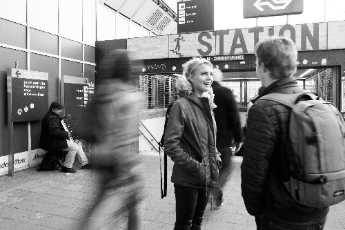 Girl in crowd